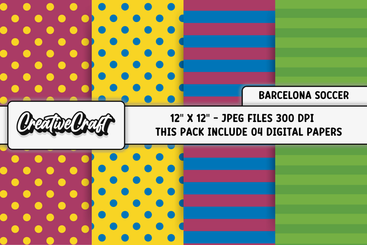 Barcelona Soccer Digital Papers, scrapbook papers designs