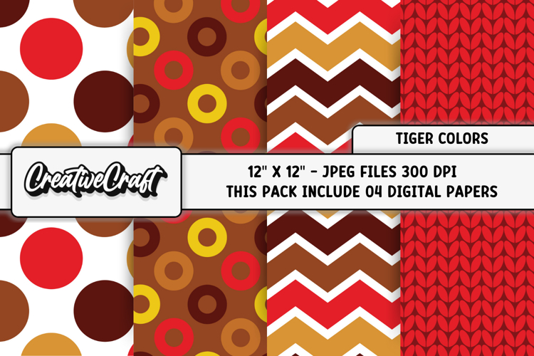 Tiger Colors Digital Papers, scrapbook backgrounds designs