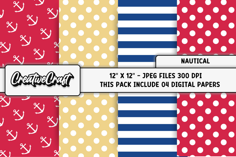 Nautical Digital Papers, Sea Boat Digital Scrapbook Designs
