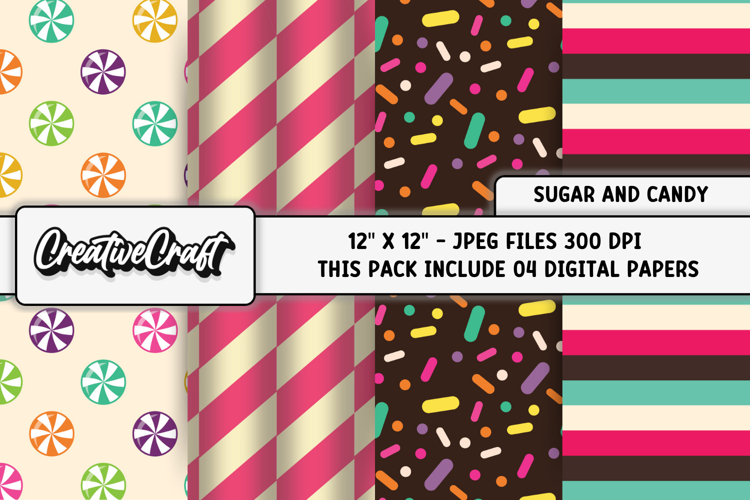 Sugar and Candy Digital Papers, scrapbook background designs