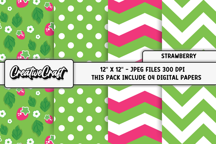 Strawberry Digital Papers, scrapbooking backgrounds designs