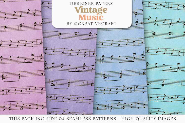 Music Vintage Seamless Patterns, old music digital papers