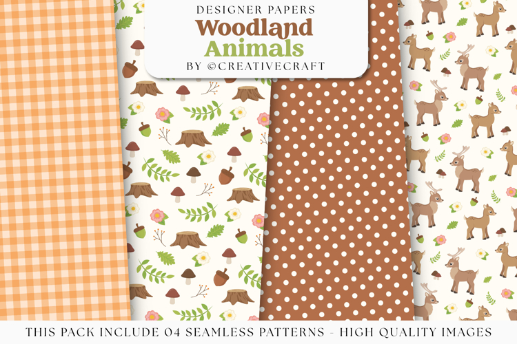 Woodland Animals Seamless Patterns, woodland digital papers