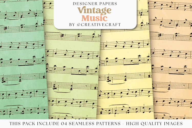 Music Vintage Seamless Patterns, old music digital papers