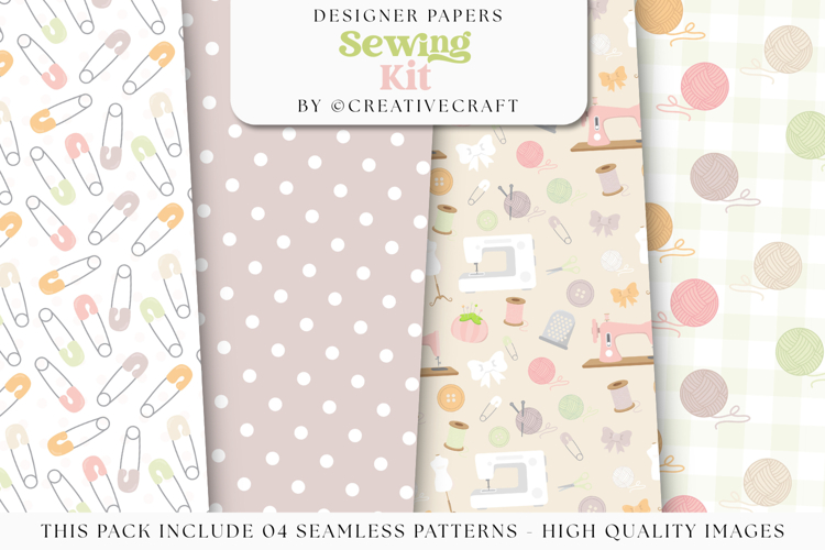 Sewing Seamless Patterns. sewing digital papers illustration