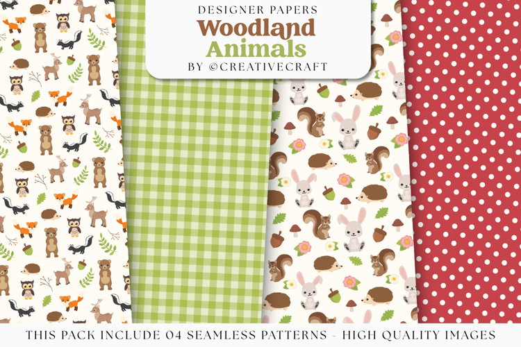 Woodland Animals Seamless Patterns, woodland digital papers