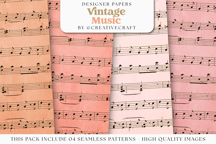 Music Vintage Seamless Patterns, old music digital papers