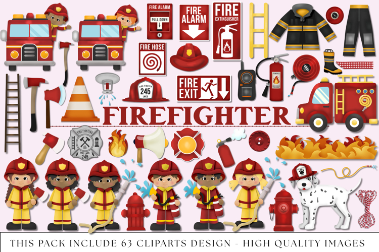 Firefighter Clipart, firefighter graphics, illustrations