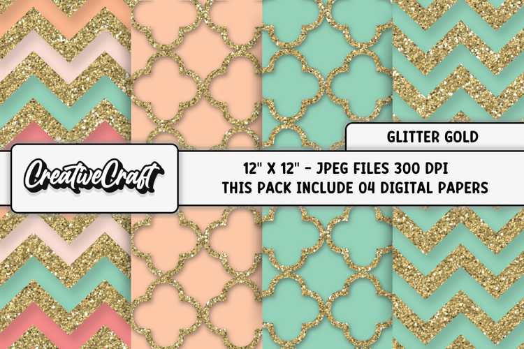 Gold Glitter Digital Papers, scrapbook backgrounds designs