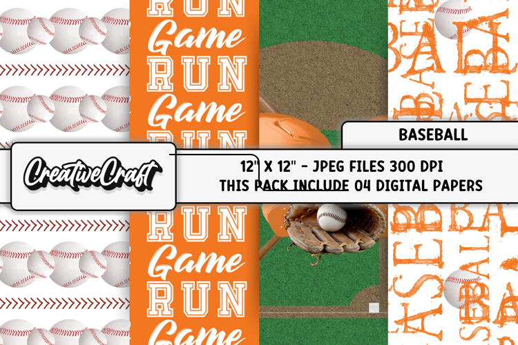Baseball Sport Digital Paper, baseball graphic illustrations