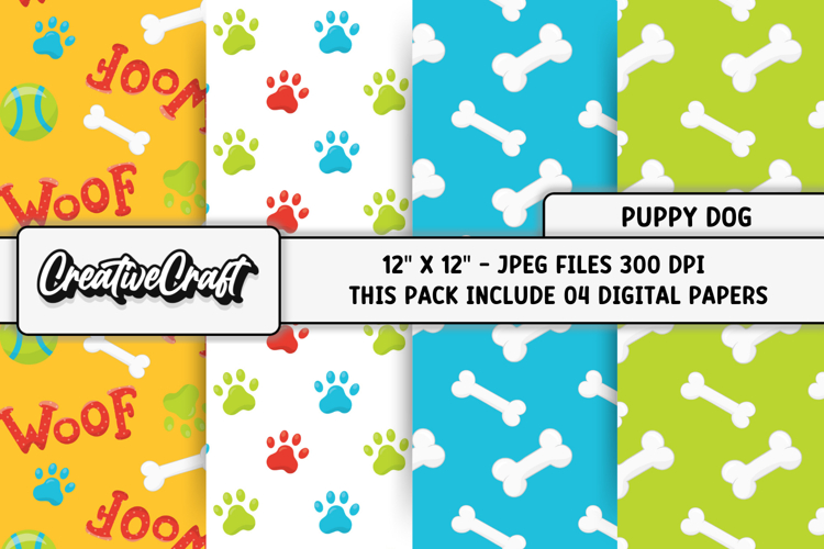 Pet Dog Digital Papers, puppy dog backgrounds illustrations