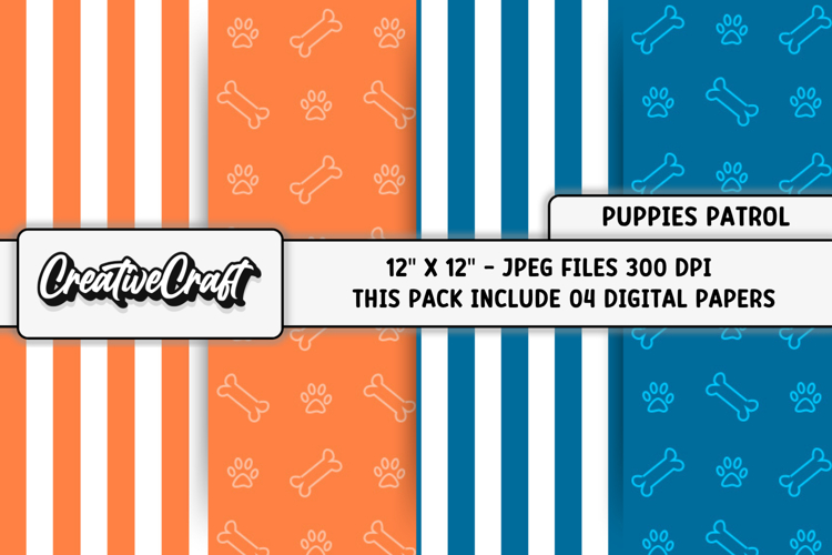 Puppies Patrol Digital Papers, scrapbook backgrounds designs