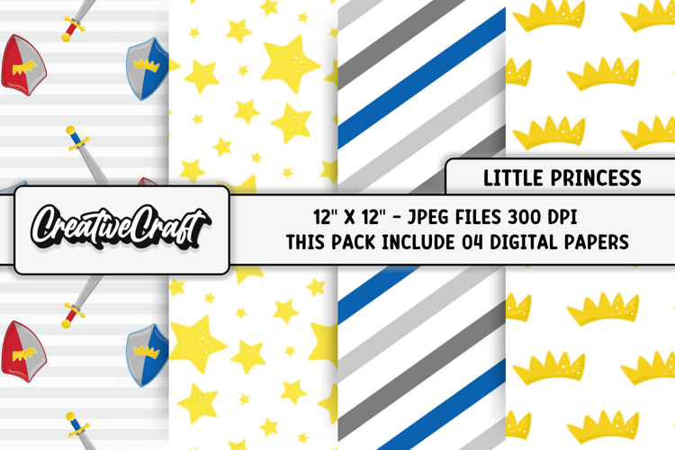 Little Prince Digital Papers, fairytale illustrations