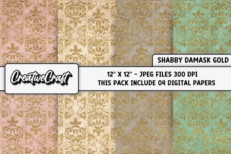 Shabby Chic digital paper, shabby gold backgrounds designs