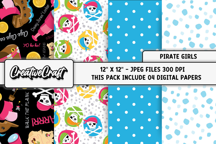 Pirate Girls Digital Papers, pirates backgrounds designs