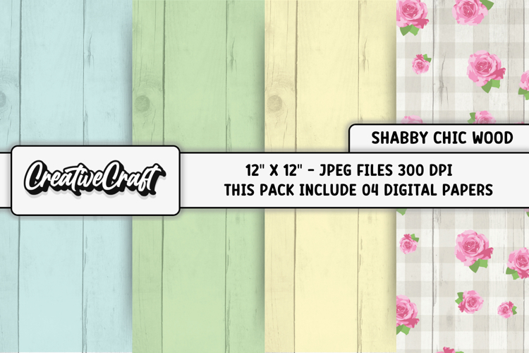 Shabby Chic digital paper, shabby chic backgrounds designs example image 1