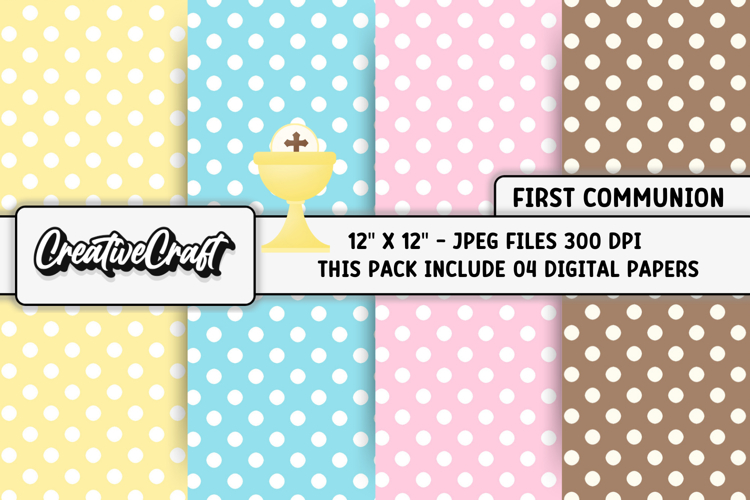 First Communion Digital Papers, scrapbooking backgrounds
