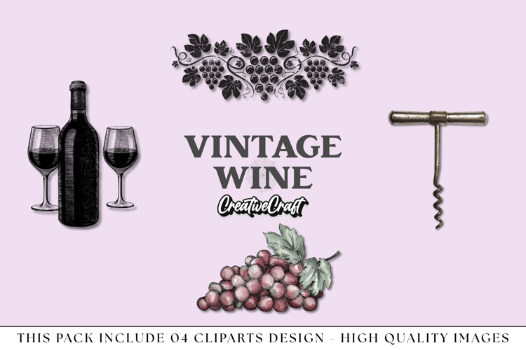 Vintage Wine png Cliparts, vintage graphics illustrations
