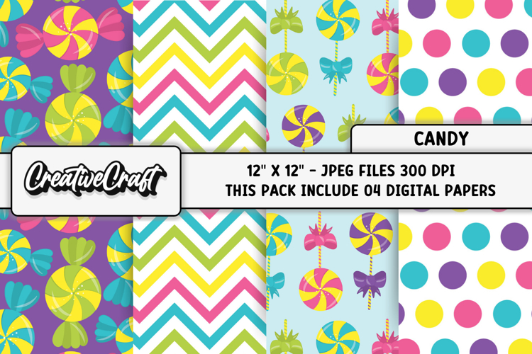 Candy World Digital Papers, scrapbooking backgrounds designs
