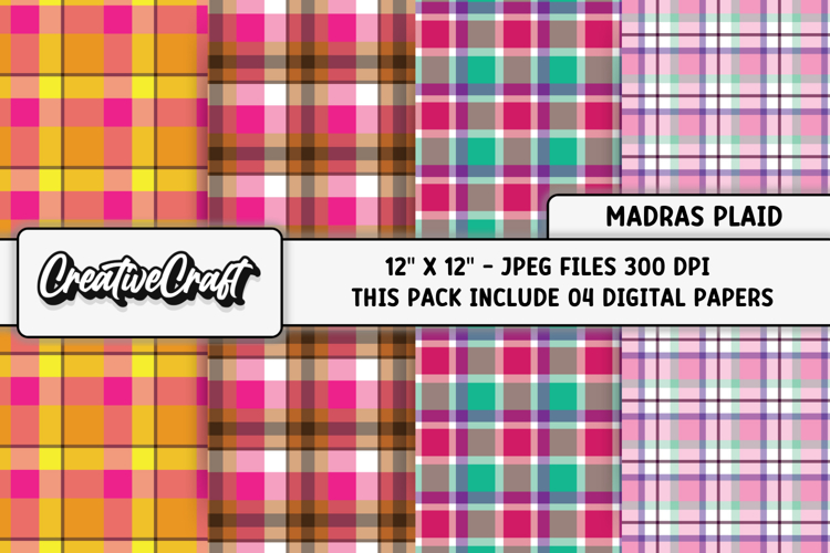 Madras Plaid Digital Papers, madras plaid background designs