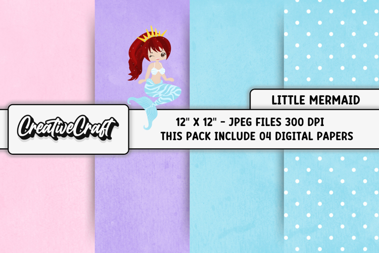 Little Mermaid Digital Papers, scrapbook backgrounds designs