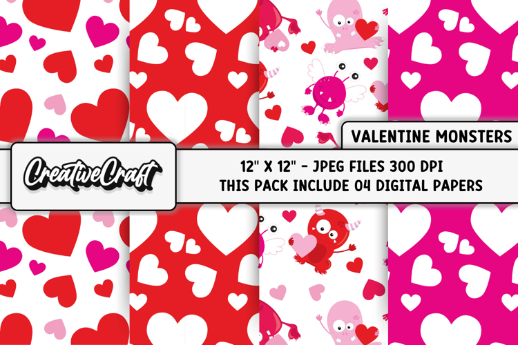Valentines Day Digital Papers, valentines day illustrations