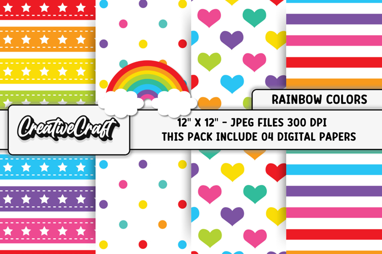 Rainbow Colors Digital Papers, scrapbook backgrounds designs