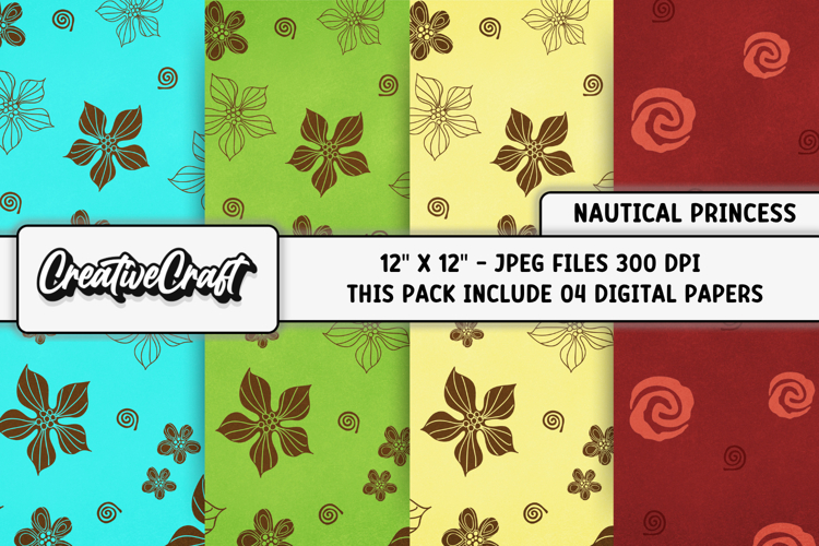 Nautical Princess Digital Papers, scrapbooking backgrounds