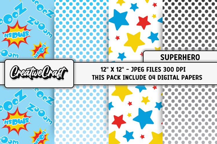 Superhero Digital Papers, scrapbooking backgrounds designs