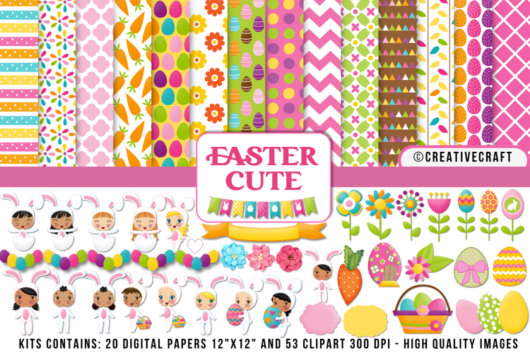 Easter Day Digital Paper and Clipart png, easter day clipart