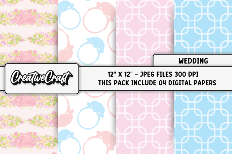 Wedding Digital Papers, wedding backgrounds illustrations