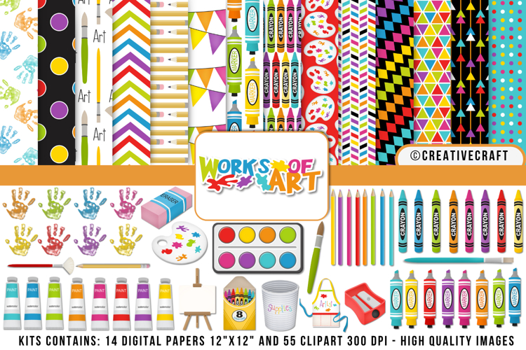 Back To School Digital Paper and Clipart png, school clipart