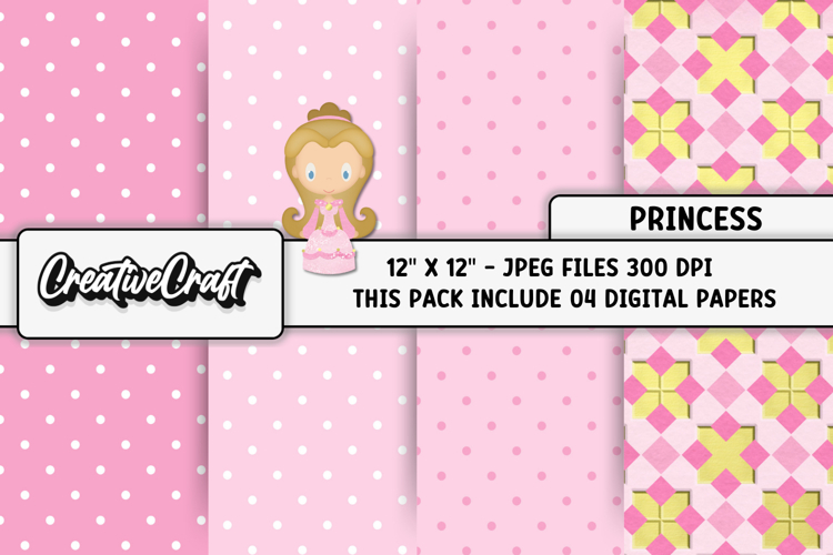 Princess Digital Papers, princess backgrounds illustrations