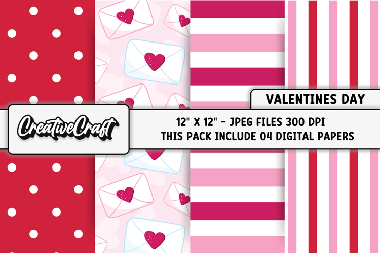 Valentines Day Digital Papers, valentines day illustrations