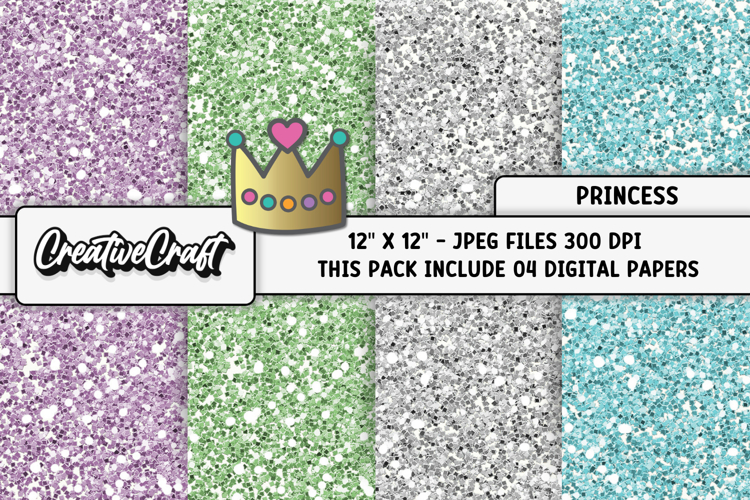Princess Digital Papers, princess backgrounds illustrations