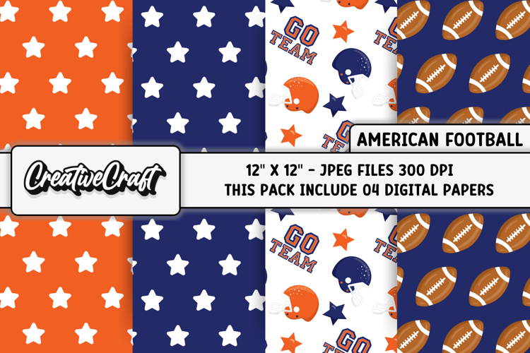 American Football Digital Papers, illustrations, backgrounds