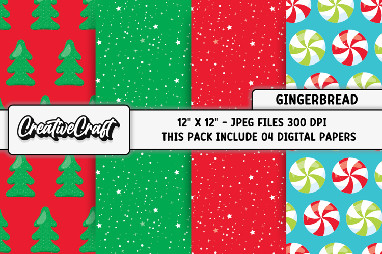 Christmas Digital Paper, gingerbread christmas digital paper