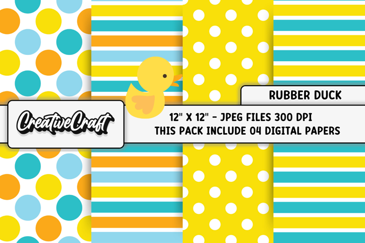 Rubber Duck Digital Paper, baby graphics, baby illustrations