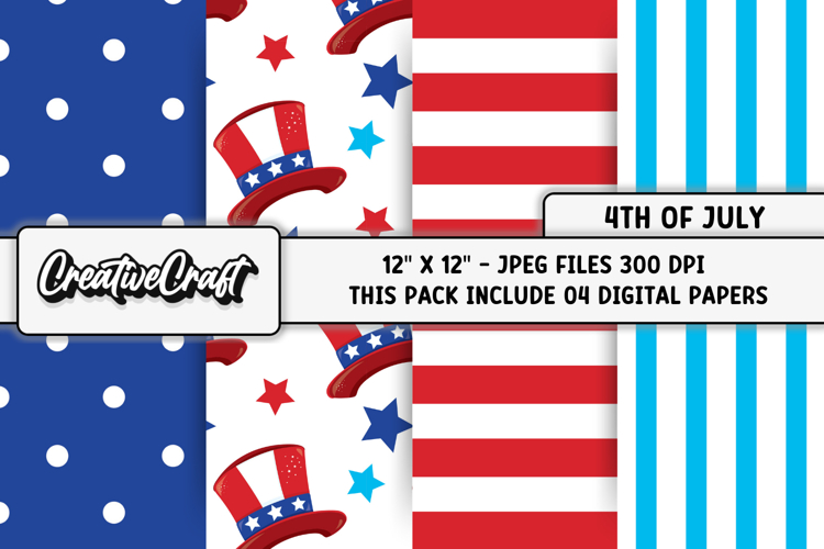 4th of July Digital Papers, independence day digital papers