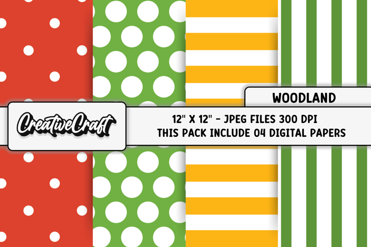 Woodland Digital Paper, fall autumn digital papers graphics