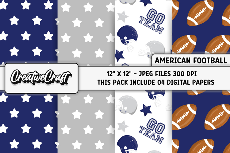 American Football Digital Papers, illustrations, backgrounds