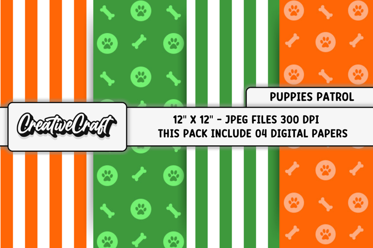 Puppies Patrol Digital Papers, scrapbook backgrounds designs