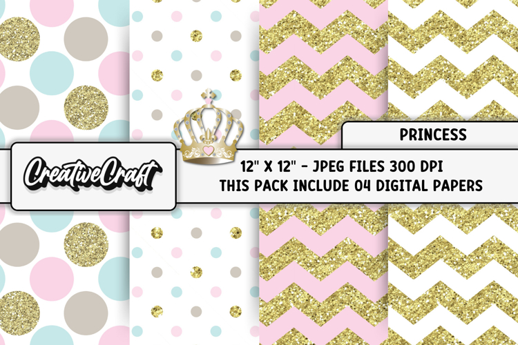 Princess Digital Papers, princess backgrounds illustrations