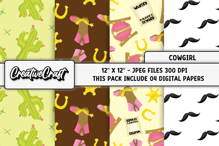 Sheriff Cowgirl Digital Paper, scrapbook background designs