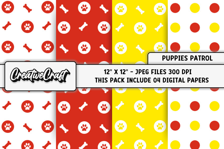 Puppies Patrol Digital Papers, scrapbook backgrounds designs