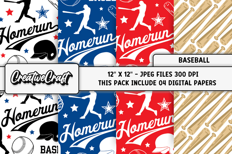 Baseball Sport Digital Paper, baseball graphic illustrations