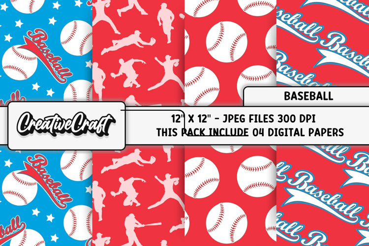 Baseball Sport Digital Papers, background designs, scrapbook