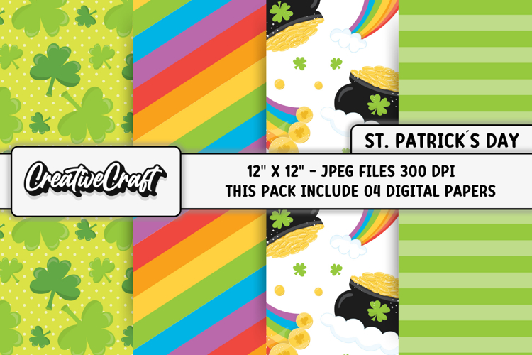 St Patricks Day Digital Papers, st patricks day illustration