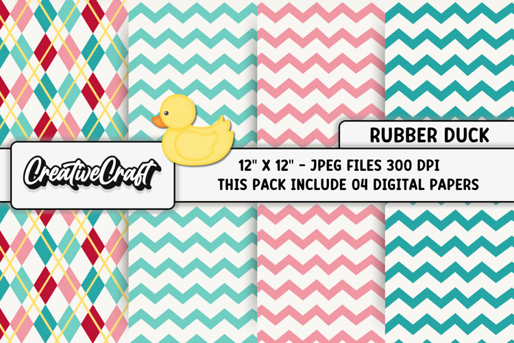 Rubber Duck Digital Paper, baby graphics, baby illustrations