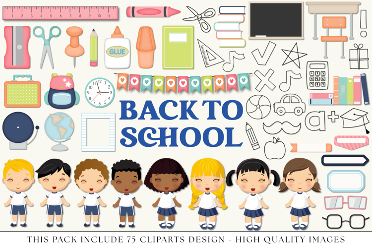Back to School Clip Arts, school supplies, school graphics